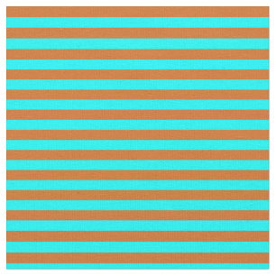Tecido Padrão de Linhas/Stripes de Chocolate e Aqua