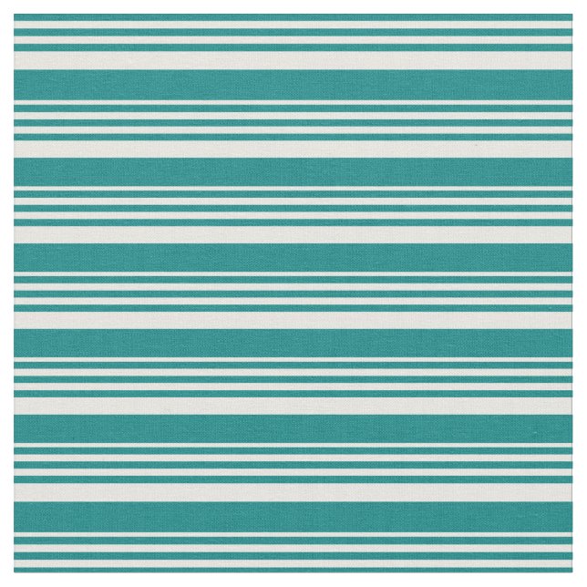 Tecido Padrão de Linhas/Stripes de Creme de Teal & Mint (Detalhe)