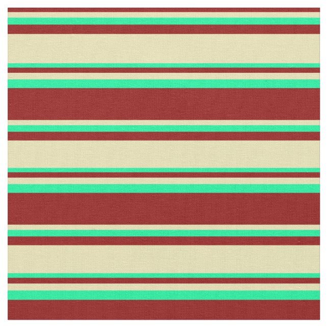 Tecido Padrão de Linhas/Stripes Vermelhos, Tan e Verdes (Detalhe)