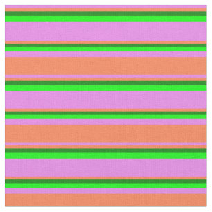 Tecido Padrão de Linhas Violeta, Coral, Verde e Limão
