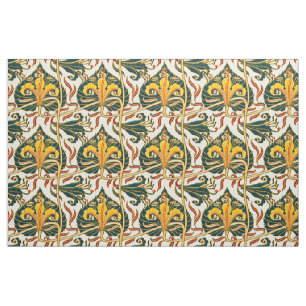 Tecido Padrão de Lírio Art Nouveau Retro por Walter Crane