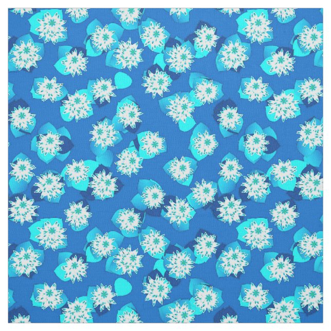 Tecido Padrão de lírio, turquesa, azul e branco (Modelo)