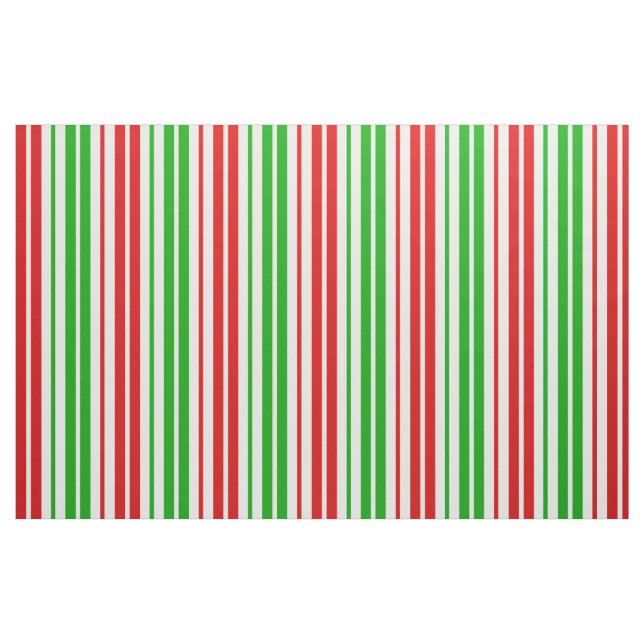 Tecido Padrão de Listras Brancas Vermelhas e Verdes   (Fat Quarter)