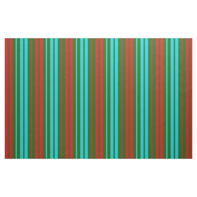 Tecido Padrão de Listras Verdes Vermelhas e Azuis   (Fat Quarter)