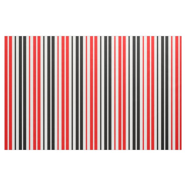 Tecido Padrão de Listras Vermelhas Pretas e Brancas Desig (Fat Quarter)