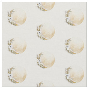Tecido Padrão de Lua Floral Dourada Boho