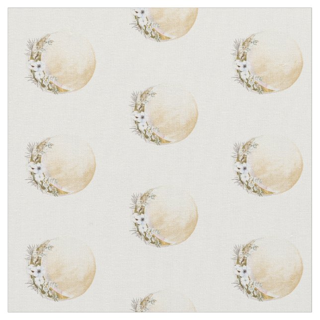 Tecido Padrão de Lua Floral Dourada Boho (Detalhe)