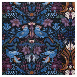 Tecido Padrão de luxo floral azul-de-pássaro-lux