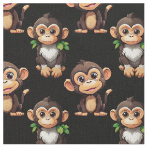 Tecido Padrão de Macaco Preto Design