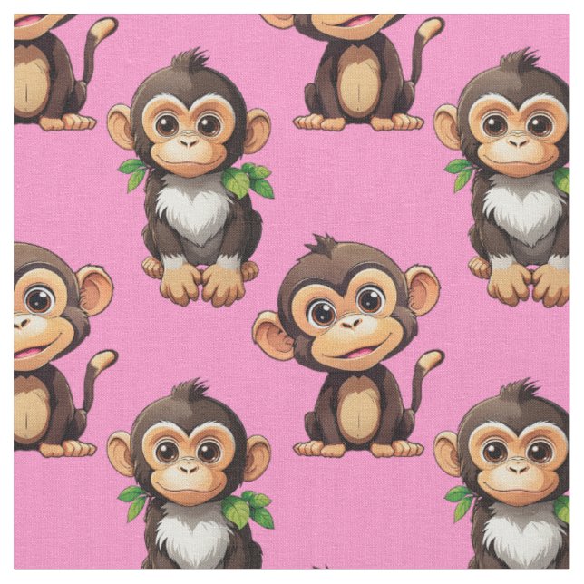 Tecido Padrão de Macaco Rosa (Detalhe)