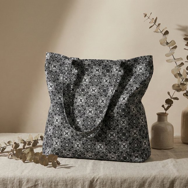 Tecido Padrão de Mágico Gótico Barroco Negro e Branco (Criador carregado)