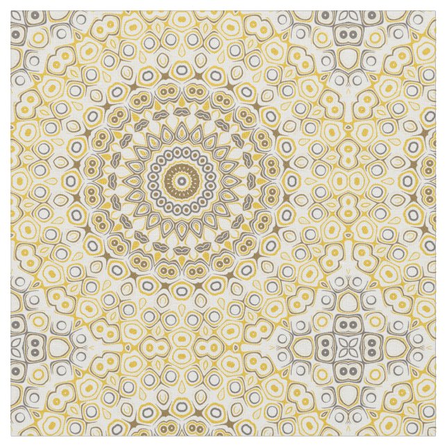Tecido Padrão de Mandala Amarelo Dourado (Detalhe)