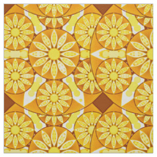 Tecido Padrão de Mandala, amarelo, ouro e marrom