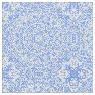 Tecido Padrão de Mandala Azul Centáurea