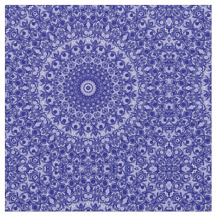 Tecido Padrão de Mandala Azul Meia-Noite e Branco