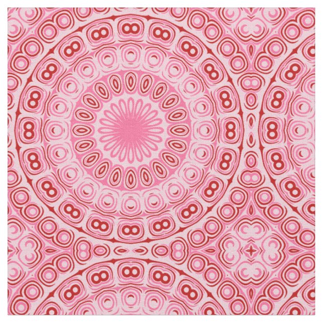 Tecido Padrão de Mandala Carmesim e Rosa (Detalhe)