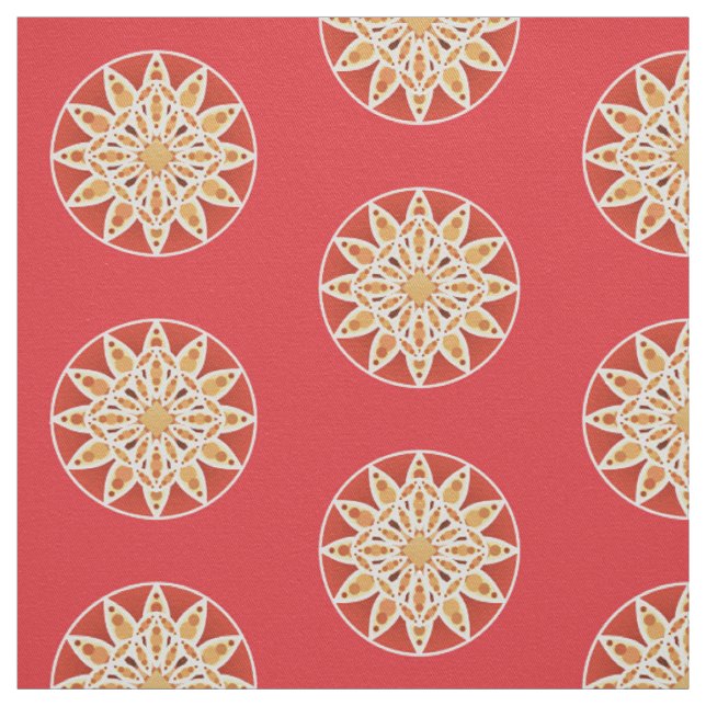 Tecido Padrão de Mandala em camelo, vermelho escuro e bra (Modelo)