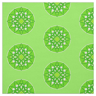 Tecido Padrão de Mandala em tons de verde limão