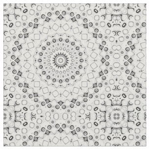 Tecido Padrão de Mandala Geométrico Preto e Branco