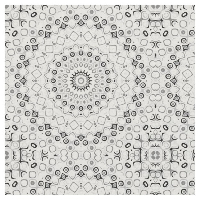 Tecido Padrão de Mandala Geométrico Preto e Branco (Detalhe)