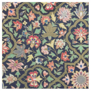 Tecido Padrão de Mandala Indiana Floral Colorida Vintage