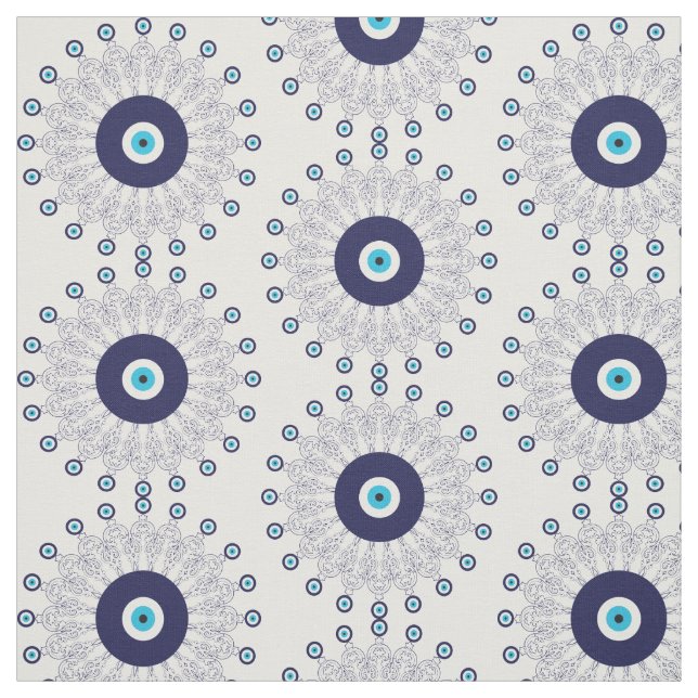 Tecido Padrão de Mandala mau em Azul e Branco (Modelo)