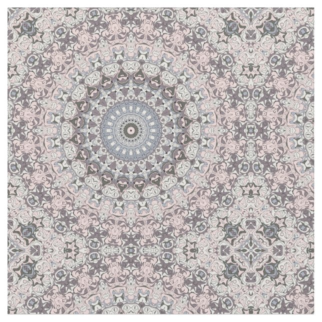 Tecido Padrão de Mandala Rosa Cinza e Branco (Detalhe)