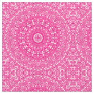 Tecido Padrão de Mandala Rosa Vibrante