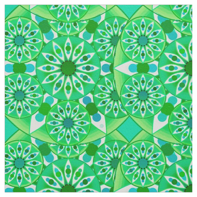 Tecido Padrão de Mandala, verde-Emerald e pavão (Modelo)