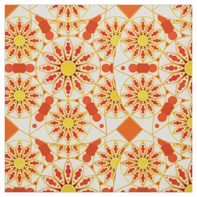 Tecido Padrão de mandala, vermelho de tijolo, ferrugem, o (Modelo)