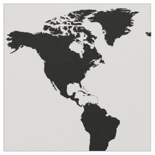 Tecido padrão de mapa do mundo preto e branco