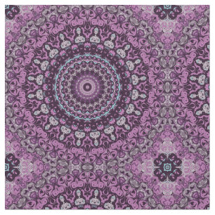 Tecido Padrão de Medalhão Caleidoscópico Roxo e Rosa
