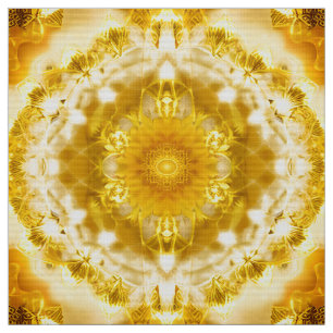 Tecido Padrão de Medalhão no Padrão de Batik Amarelo de M