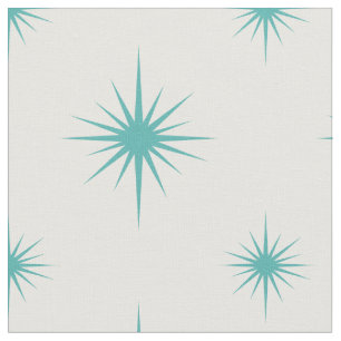Tecido Padrão de Meio século Turquoise Atomic Starburst