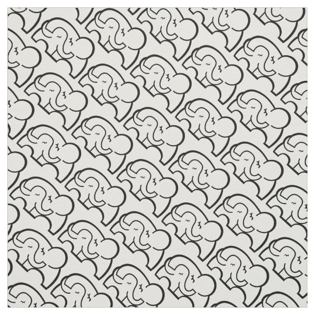 Tecido Padrão de mono do abraço de elefante gráfico (Modelo)