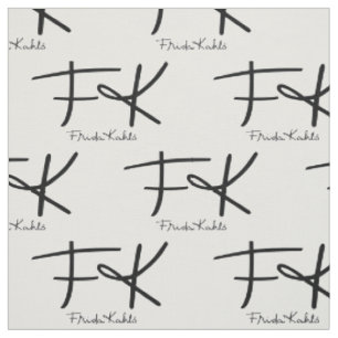 Tecido Padrão de Monograma "FK" Assinatura de Frida Kahlo