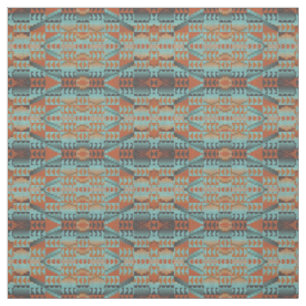 Tecido Padrão de mosaico Azteca em laranja turquesa azul