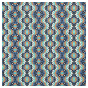 Tecido Padrão de mosaico Azteca laranja preto azul turque