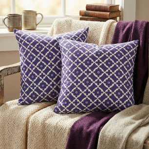 Tecido Padrão de mosaico branco e azul do Marinho clássic