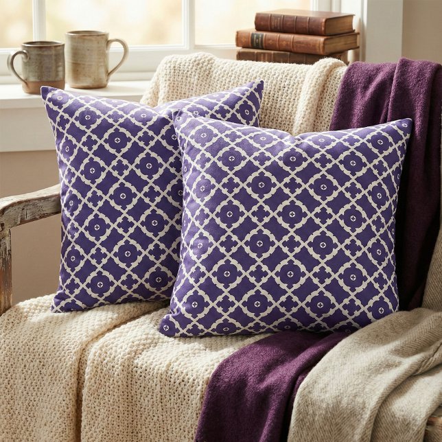 Tecido Padrão de mosaico branco e azul do Marinho clássic (Criador carregado)