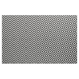 Tecido Padrão de mosaico em diamante quadrado Ikat preto