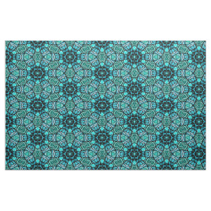 Tecido Padrão de mosaico oriental turquesa azul-petróleo