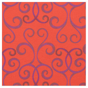 Tecido Padrão de Natal brilhante Red Swirly Damask Elegan