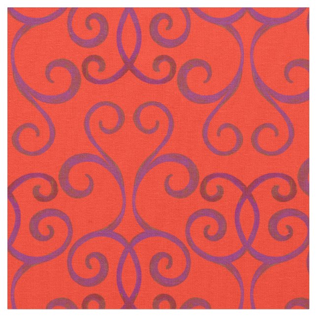 Tecido Padrão de Natal brilhante Red Swirly Damask Elegan (Detalhe)