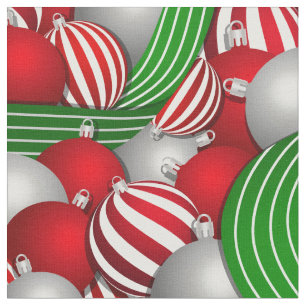 Tecido Padrão de Natal das bolas vermelhas e listradas