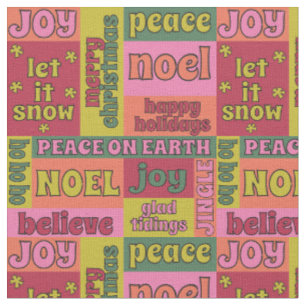 Tecido Padrão de Natal do Estilo Vintage Word Collage 197