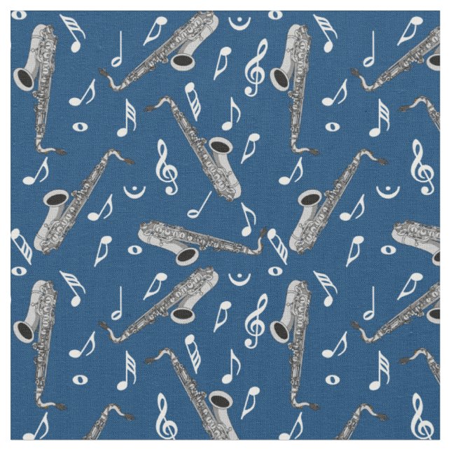 Tecido Padrão de Nota de Música Saxofone da cinza (Detalhe)