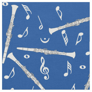 Tecido Padrão de Notas de Música Clarinets