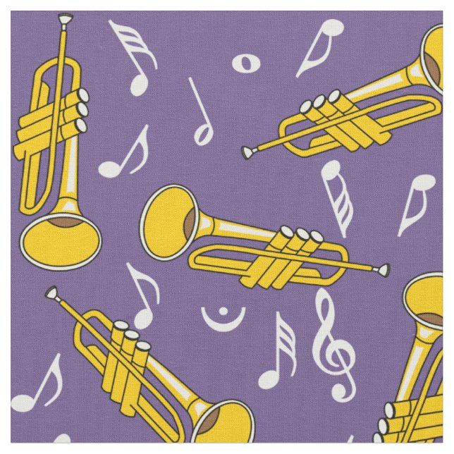 Tecido Padrão de Notas de Música de Trompete (Detalhe)