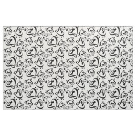 Tecido Padrão de Notas de Música do Bass Treble Clef Hear